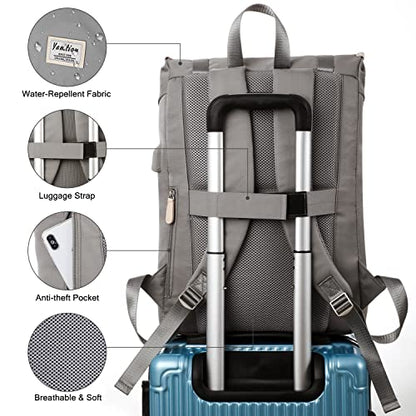 YAMTION 17" Laptop Backpack for Women & Men,Bookbag for Teen Girls & Boys Teenagers for College High School - color: Grey