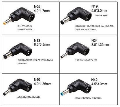 Laptop DC Connector Adapter Tips Set 6pcs Fit for Different Notebook Power Plugs for Dell Samsung Toshiba Lenovo Fujitsu