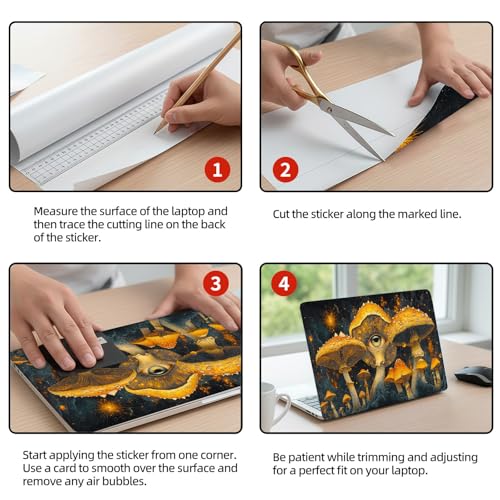 Universal Laptop Skin Sticker Decal, 12"-15.6" Aesthetic Vinyl Wrap, Magic Mushroom Eye Waterproof Notebook Cover Art Protector for MacBook HP Dell Lenovo, Fits 13" 14" 15" 15.6" - color: Magic Mushroom Eye