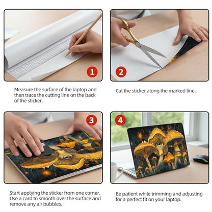 Universal Laptop Skin Sticker Decal, 12"-15.6" Aesthetic Vinyl Wrap, Magic Mushroom Eye Waterproof Notebook Cover Art Protector for MacBook HP Dell Lenovo, Fits 13" 14" 15" 15.6" - color: Magic Mushroom Eye