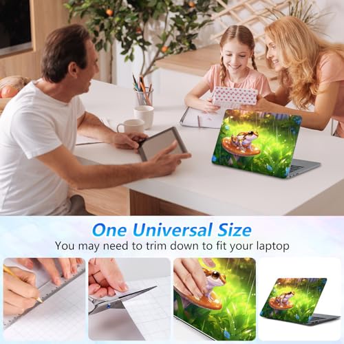 Universal Laptop Skin Sticker Decal with 2 Wrist Pad Skins, Waterproof Scratch Vinyl Cover for 11–15.6 Inch MacBook, HP, Dell, Lenovo, Cutable & Reusable,Cute Frog on Mushroom - color: Cute Frog on Mushroom