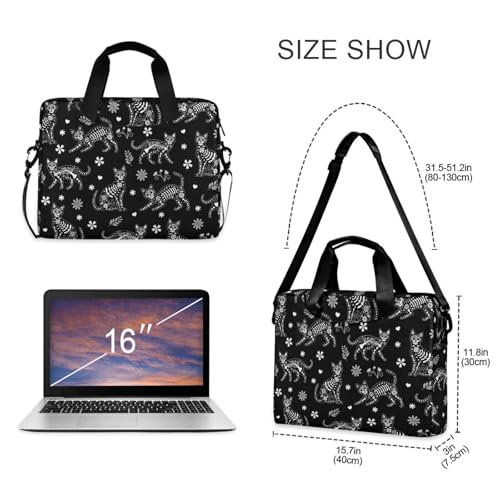 Laptop Case 15.6 inch Computer Bag | Waterproof Laptop Briefcase Laptop Bag for Women & Men - color: Death Halloween Cats Gothic 1