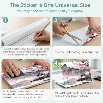 Universal Laptop Skin Decal, 3-Piece Vinyl Protector for 12 13 14 15.6" Notebook, Waterproof Anti-Scratch, Easy Trim & Bubble-Free Finish, Chinese Mountains and Rivers - color: Chinese Mountains and Rivers