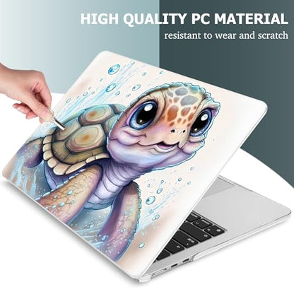 Mektron for 2026/2025/2024/2023 MacBook Air 15 INCH M5 A3448 /M4 A3241 /M3 A3114 /M2 A2941 Case, Printed Plastic Hard Shell Cover with 15.3" Liquid Retina Display Touch ID, Cute Turtle - color: Cute Turtle