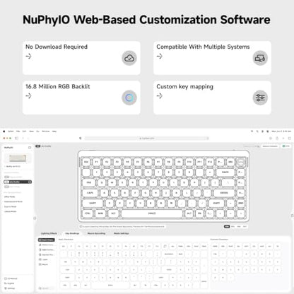 nuphy Air75 V3 Low Profile Mechanical Keyboard, 75% Custom Hot Swappable Wireless Keyboard with Gasket Mount, RGB Backlit, Multi-Device Bluetooth/2.4GHz/USB-C for Mac Windows, White-Brown Nano Switch - color: White, size: Brown nano Switch