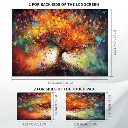Universal Laptop Skin, DIY Cut-to-Fit Vinyl Cover Compatible with HP, Dell, Lenovo, Mac (13.3" to 15.6"), Anti-Scratch, No Residue & Bubble-Free Protective Decal Sticker, Colorful Autumn Tree - color: Colorful Autumn Tree