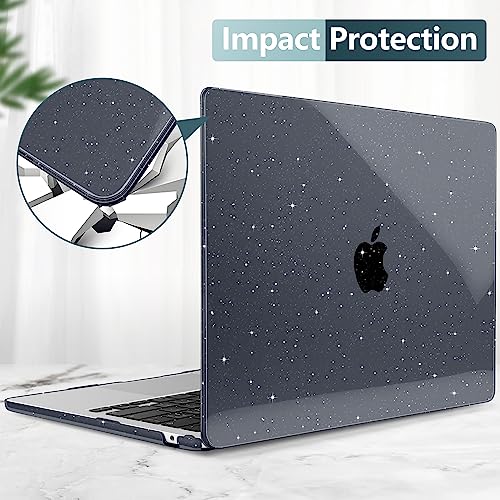 Clear Glitter Case for MacBook Air 15 Inch M5 M4 M3 M2 (2026-2023) A3448 A3241 A3114 A2941, Protective Hard Shell Cover Compatible with Touch ID & Liquid Retina Display - Star Black - color: Star Black