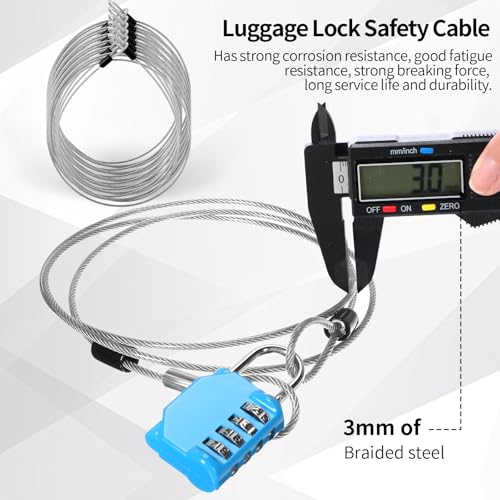 12 Pack Security Cable Luggage Lock with Loops 7 ft 3mm Braided Steel Coated Bike Cable Wire Double Loop Anti Theft Safety for U Lock, Padlock and Disc(Clear) - color: Clear, size: 7 ft