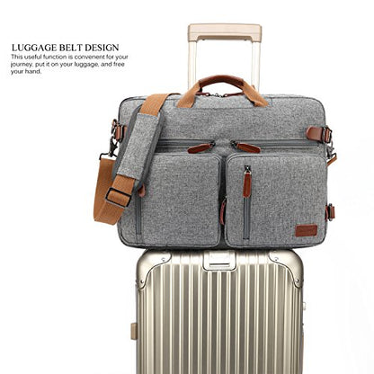 CoolBELL Convertible Backpack Messenger Shoulder bag Laptop Case Handbag Business Briefcase Multi-functional Travel Rucksack Fits 15.6 Inch Laptop For Men/Women (Grey) - color: Grey, size: 15.6 Inches