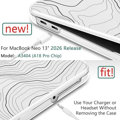 for MacBook Neo 13 Inch Case 2026 (Model A3404, A18 Pro chip), Stylish Pattern Protective Hard Shell with Screen Protector, Keyboard Cover & USB-C Adapter - Clear Maps - color: Clear Maps