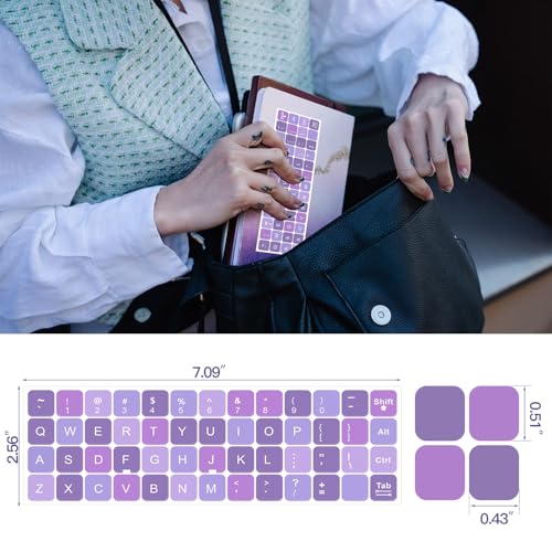 2PCS English Keyboard Stickers with Tweezer, Universal Keyboard Sticker Purple Background with White Lettering Keyboard Letters Replacement Stickers for Computer Laptop Notebook Desktop -English - color: English-purple/White
