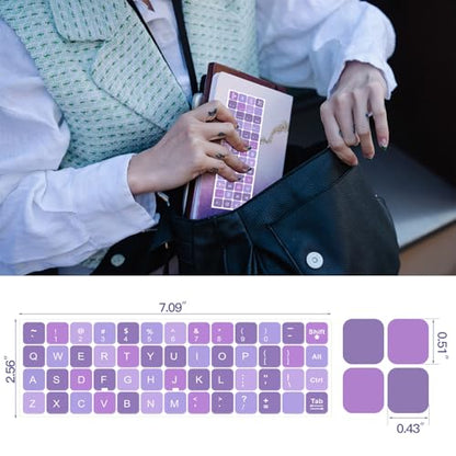 2PCS English Keyboard Stickers with Tweezer, Universal Keyboard Sticker Purple Background with White Lettering Keyboard Letters Replacement Stickers for Computer Laptop Notebook Desktop -English - color: English-purple/White