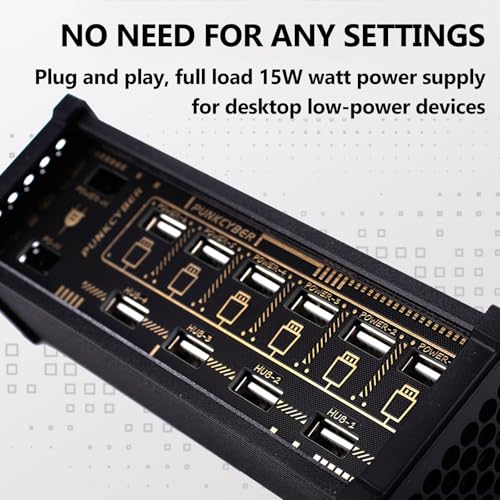 6 Ports USB C Splitter, 6 Port USB Docking Station, Voice Control Function, Data Transmission, 9 USB Convenient Input Ports, for Phones, Tablets, and Gadgets