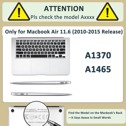 Laptop Shell for MacBook Air 11 inch Case 2015 2014 2013 2012 2011 2010 Release Model A1465 A1370,Air 11.6" Snap on Protective Laptop Hard Case & Keyboard Cover,Black Marble - color: Black Marble, size: Air 11" 2010-2015(A1370/A1465)