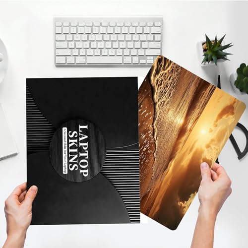 Universal Laptop Skin Sticker with 2 Wrist Pad Skins, Waterproof Scratch Resistant Vinyl Laptop Cover Decal, Cut to Fit for 11–15.6 Inch MacBook HP Dell Lenovo, Beach Sunset - color: Beach Sunset