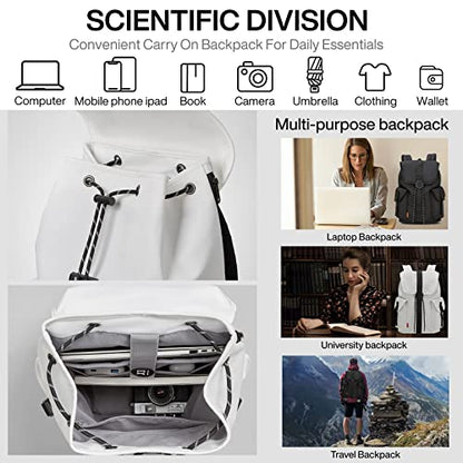 mixi Travel Laptop Backpack for Women & Men Carry On Backpack fits 16'' Laptop, Waterproof Lightweight Casual Hiking Weekender Bags Rucksack,17 Inch, Interstellar White | Carry On Backpack - color: Interstellar White