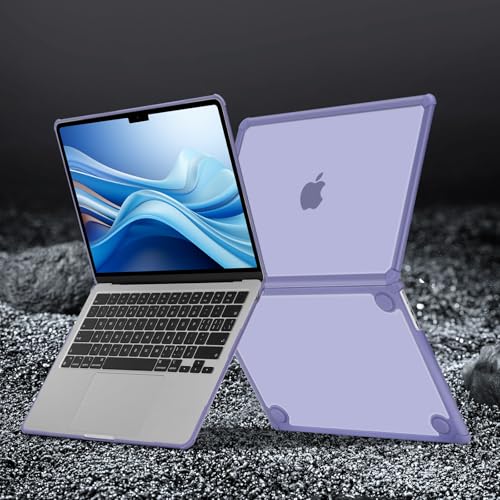 MOSISO Compatible with MacBook Air 13 inch Case M5 2026 M4 M3 M2 2025-2022 | A3449 A3240 A3113 A2681, 3 in 1 Kit Crack-Resistant Heavy Duty Protective Hard Shell Case Cover with TPU Bumper,Lavender Gray - color: Lavender Gray