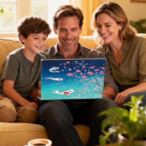 Universal Laptop Skin Sticker Decal for 11.6”12" 13" 13.3" 14" 15" 15.4" 15.6" Reusable Waterproof Scratch-Scratch Resistant Protective Vinyl Laptop Notebook Skin Stickers - Cherry Blossom and Fish - color: Cherry Blossom and Fish