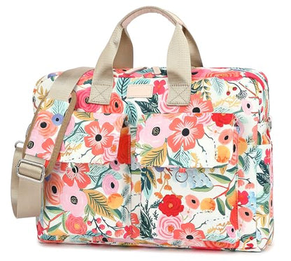 Laptop Briefcase, Water Repellent Multi-Functional Shoulder Messenger Case Bag For MacBook Pro 15 inch and 16 inch - Watercolor Flowers - color: Watercolor Flowers