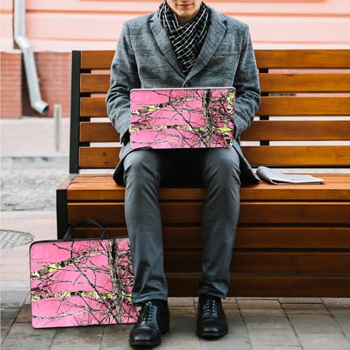 10 inch Laptop Sleeve with Laptop Skin Sticker Set – Slim Protective Case with Smooth Zipper, Lightweight Tablet & Notebook Sleeve for Travel & Daily Carry, Pink Camo Tree - color: Pink Camo Tree, size: 10 inch