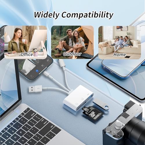 SD Card Reader for iPhone Sd Card Reader,USB-C&USB-A 3 in 3 Memory Card Reader, USB Sd Card Reader for iPhone 16/15/14/13, Ipad, Pc, Android, USB Support Sd/Xd/Ms/Tf Digital Camera Adapter. - size: 3IN3 SD Card Reader