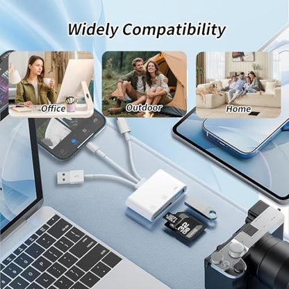 SD Card Reader for iPhone Sd Card Reader,USB-C&USB-A 3 in 3 Memory Card Reader, USB Sd Card Reader for iPhone 16/15/14/13, Ipad, Pc, Android, USB Support Sd/Xd/Ms/Tf Digital Camera Adapter. - size: 3IN3 SD Card Reader