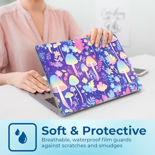Reusable Universal Laptop Skin Sticker, Cut to Fit for 11.6–15.6 Inch Laptops, Waterproof Protective Film, No-Residue - Fantasy Glow Mushroom - color: Fantasy Glow Mushroom