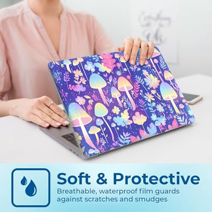 Reusable Universal Laptop Skin Sticker, Cut to Fit for 11.6–15.6 Inch Laptops, Waterproof Protective Film, No-Residue - Fantasy Glow Mushroom - color: Fantasy Glow Mushroom