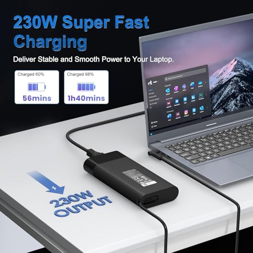 230W Laptop Charger for HP Omen 17 16 15,Victus by HP Gaming Laptop 16,ZBook Fury 16 G8 G9 G10 11.8A AC Power Supply Adapter - color: Greyish black