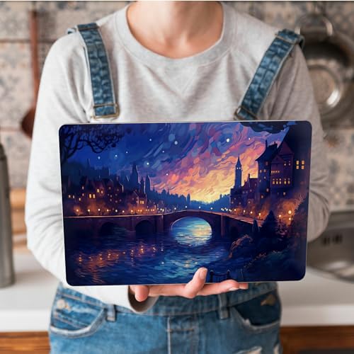 Universal Laptop Skin Sticker with 2 Wrist Pad Skins, Waterproof Scratch Resistant Vinyl Laptop Cover Decal, Cut to Fit for 11–15.6 Inch MacBook HP Dell Lenovo, Fantasy City - color: Fantasy City
