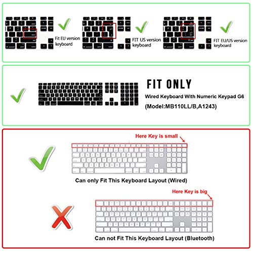 Ultra Thin Shortcuts Extended Silicone Keyboard Protective Cover Skin for Mac Aluminum Wired Keyboard MB110LL/B (A1243) Numeric Keypad (for Avid Media Composer) - color: Avid Media Composer