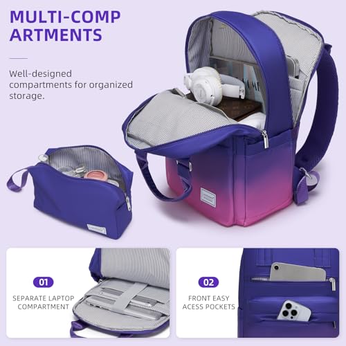 LARVENDER Carry on Luggage Sets 3 Piece, 20 Inch Suitcases, Midnight Berry | 22x14x9 Airline Approved, Gradient PC+ABS Hardshell, Smooth 360° Wheels, TSA Lock, 3-Piece Set with Color-matched Backpack - color: Midnight Berry-20BP, size: 3 Piece Set (Backpa