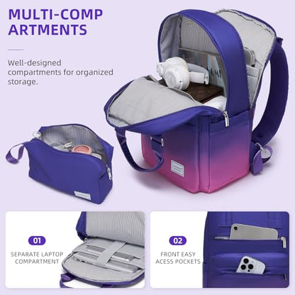 LARVENDER Carry on Luggage Sets 3 Piece, 20 Inch Suitcases, Midnight Berry | 22x14x9 Airline Approved, Gradient PC+ABS Hardshell, Smooth 360° Wheels, TSA Lock, 3-Piece Set with Color-matched Backpack - color: Midnight Berry-20BP, size: 3 Piece Set (Backpa