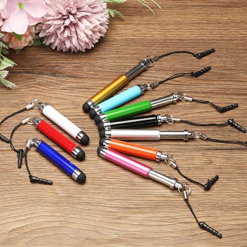 MECCANIXITY 5pcs Metallic Stylus Pen Retractable Aluminum Alloy Mini Capacitive Pens for Universal All Touch Screen Devices, Black - color: Black