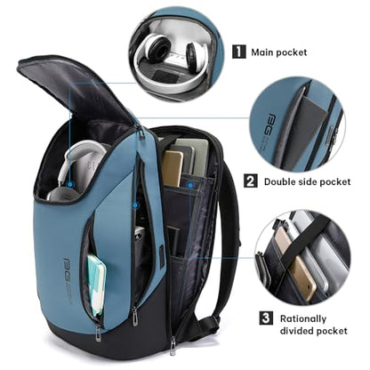 BANGE Business Smart Backpack Waterproof fit 15.6 Inch Laptop Backpack with USB Charging Port,Travel Durable Backpack - color: Light Blue