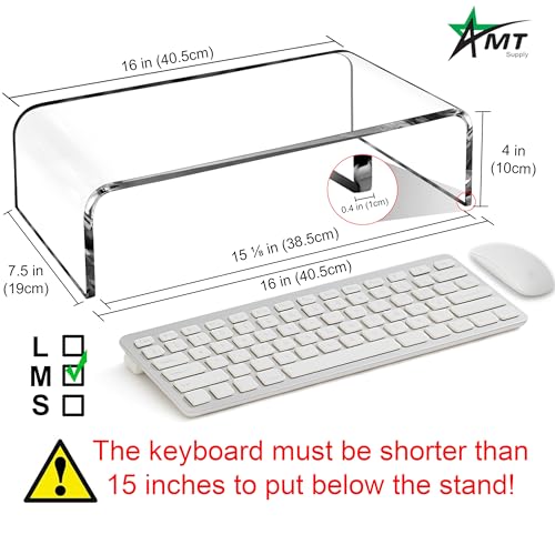 AMT Premium Acrylic Clear Monitor Stand Laptop/PC/Multimedia Monitor Riser for Home Office