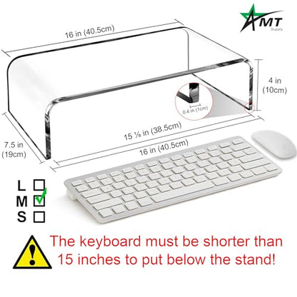 AMT Premium Acrylic Clear Monitor Stand Laptop/PC/Multimedia Monitor Riser for Home Office