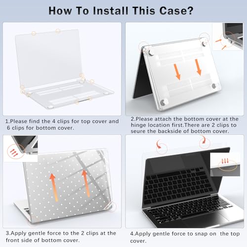 Compatible with MacBook Air 13.6 inch Case M5 M4 M3 M2 2026-2022 A3449 A3240 A3113 A2681 Release, Cute White Polka Dot Protective Hard Shell Clear Cover for MacBook Air 13 - color: Polka Dot F/Clear, size: MacBook Air 13.6 inch M5 M4 M3 M2