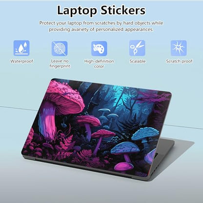 Universal Laptop Skin Sticker with 2 Wrist Pad Skins, Waterproof Scratch Resistant Vinyl Laptop Cover Decal, Cut to Fit for 11–15.6 Inch MacBook HP Dell Lenovo, Magic Mushroom - color: Magic Mushroom