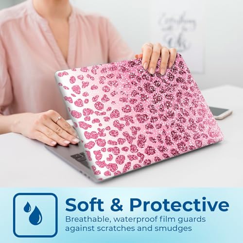 Reusable Universal Laptop Skin Sticker, Cut to Fit for 11.6–15.6 Inch Laptops, Waterproof Protective Film, No-Residue - Pink Leopard - color: Pink Leopard