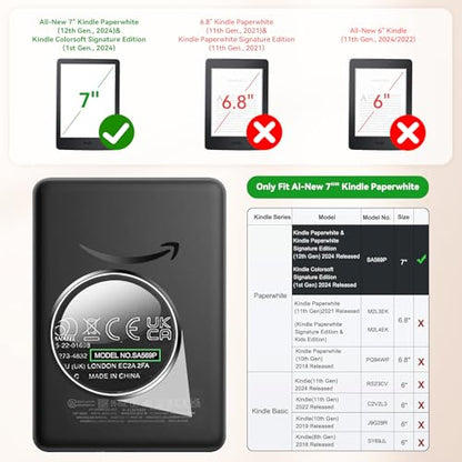 IPROKKO 2 Pack Anti Blue Light Screen Protector for 7-inch Kindle Paperwhite 12th Gen 2024 & Kindle Colorsoft 1st Generation (Signature/Kids Edition). Matte Anti-Glare High Clarity Protective Paper-like Film, Compatible With Kobo Aura 2, Boox Go 7 - color