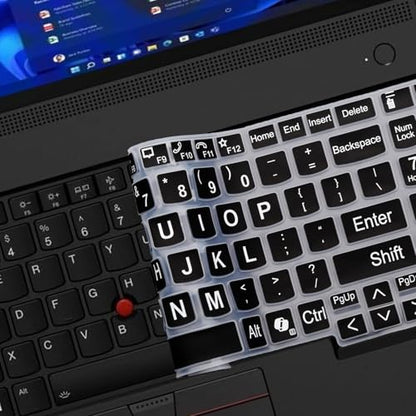 Keyboard Cover for Lenovo ThinkPad E16 Gen 1 16", Thinkpad T16 P16 P16v P16s Gen 2/Gen 1 16", Thinkpad L15 Gen 4/3 15.6" (Not Fit Thinkpad Z16, L15 Gen 2/1) - color: Black（Large Print）