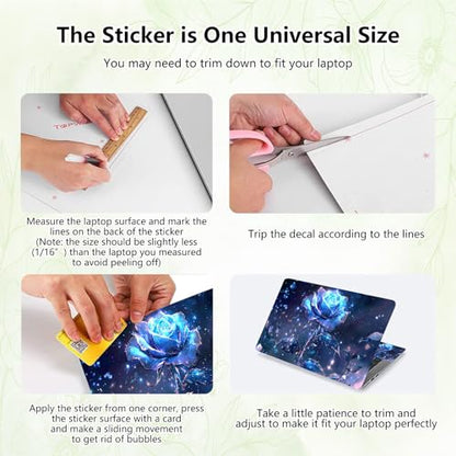 Laptop Skin Sticker Decal, Universal Reusable Vinyl Laptop Cover for 12" 13" 13.3" 14" 15" 15.4" 15.6" Notebook PC, Waterproof Scratch-Resistant with 2 Wrist Pads, Easy to Apply & Remove,Blue Rose - color: Blue Rose