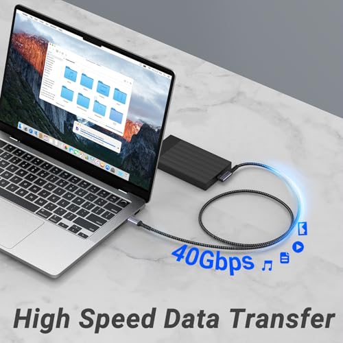 USB4 Cable 3.3FT 2 Packs, 240W USB C to USB C Right Angle | 40Gbps High Speed Data, Single 8K/Dual 4k Video Display, Compatible for Thunderbolt 4, 3, Monitor, iPhone 15/16 Pro Max - size: 240w - 3ft, 3ft