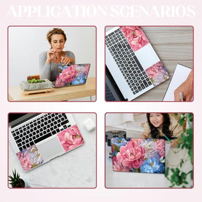SUPERDANT Laptop Skin Sticker Flowers Laptop Decals Personalized Universal Notebook Computer Wrap Vinyl Skin Stickers Cover Art Decal Removable 12-15.6 Inch Waterproof Scratch-Resistant Gifts - style: Flowers