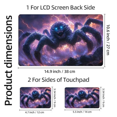 Aesthetic Laptop Skin Sticker, Frost Spider with Glowing Blue Eyes Waterproof Vinyl Laptop Decal, Removable Bubble Free, Reusable Protective Cover for 13 14 15 15.6 Inch - color: Frost Spider with Glowing Blue Eyes