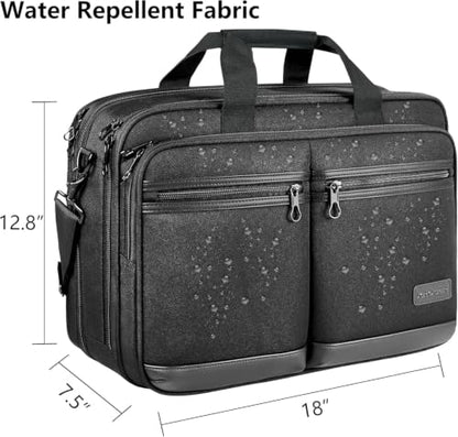 KROSER 17.3 Inch Laptop Computer Bag Messenger Water-Repellent Briefcase | Expandable large capacity, padded laptop protection,shoulder and luggage strap for business daily and travel-Black