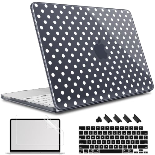 May Chen Compatible with MacBook Neo 13 inch Case 2026 Model A3404, Plastic Hard Shell,Keyboard Cover,Screen Protector,Dust Plug, for MacBook Neo 13" with A18 Pro Chip, Black Polka dot - color: Black Polka dot