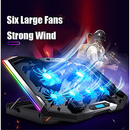 Laptop Cooler for 12-18 Inch Six Fans LCD Screen Cooling Pad Adjustable Notebook Stand Two Port - color: E