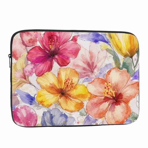 Laptop Sleeve Bag 15.4 15.6 Inch,Watercolor Magnolia Hibiscus Orchid Flowers Protective Polyester Computer Cases Laptop Cover Briefcase Bag Tablet Travel Cover - color: LPS-008